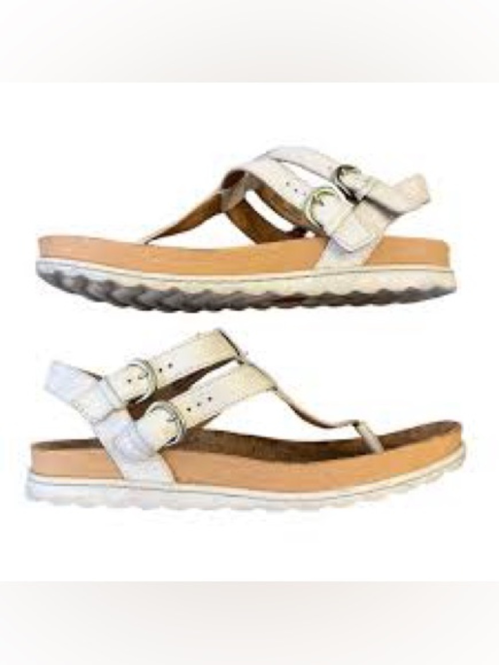 Born Reta leather comfort T-strap thong sandals in white women’s size 8M